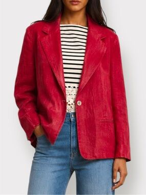 Vintage Talbots 100% Irish Linen One-Button Blazer Size 4